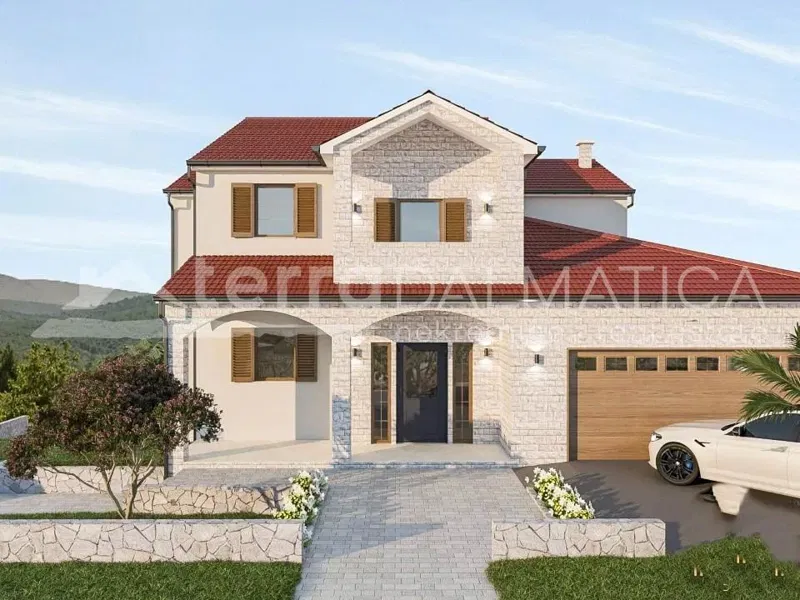 Surroundings of Sibenik, autochthonous Mediterranean villa with swimming pool under construction – 3
