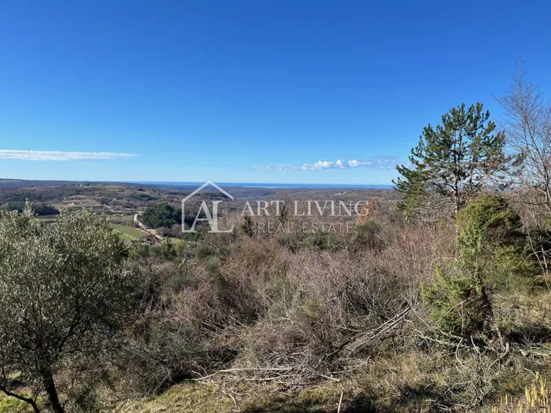 ISTRA, GROŽNJAN, okolica - lepo gradbeno zemljišče z odprtim panoramskim pogledom na morje – 2
