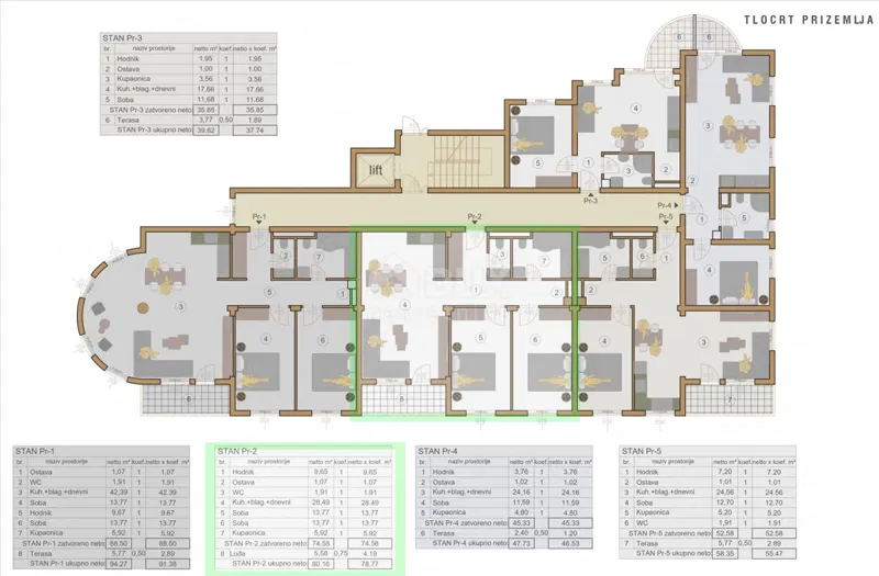 Appartamento Monte Zaro, Pula, 103,60m2 – 2