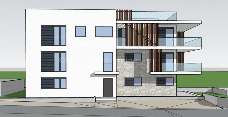 Apartman s krovnom terasom u centru, drugi kat, lift, Vodice – 2