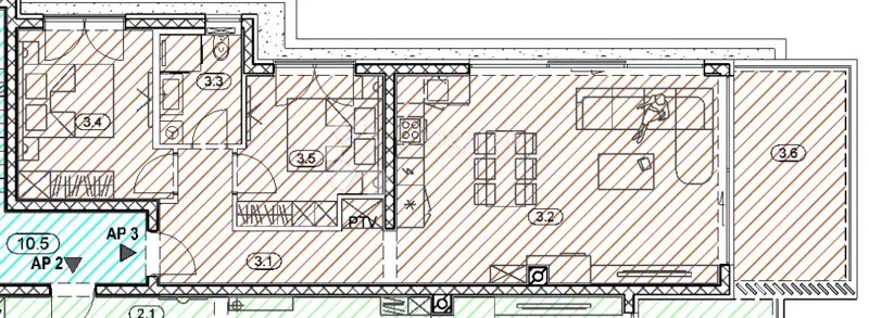 Opatija, Luxury apartment with sea view, 2 bedrooms + living room with dining area – 2