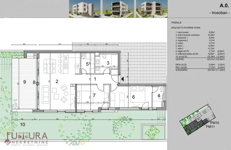 NOVALJA, APARTMENT 111.05 M2, FOR SALE, NEW, GARDEN, LOCATION!!! – 2