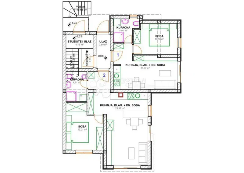 Appartamento Njivice, Omišalj, 80m2 – 2