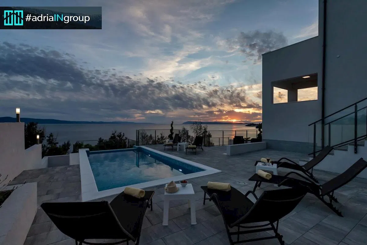 Podgora / Drašnice, MODERNES HAUS MIT PANORAMABLICK - lesen Sie die Beschreibung