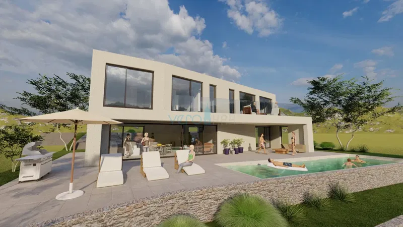 Città di Krk, dintorni, villa dal design ultramoderno, piscina, vista mare, in vendita – 2