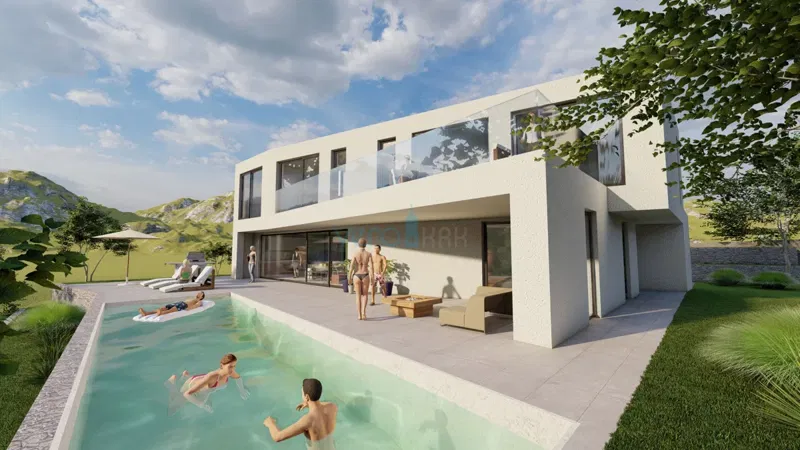 Città di Krk, dintorni, villa dal design ultramoderno, piscina, vista mare, in vendita – 3