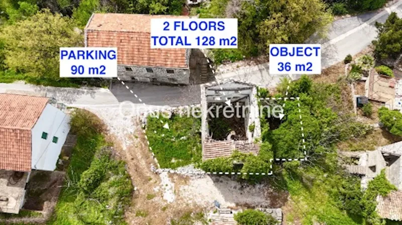 RABA, Slivno- kamena kuća, ruševina 128 m2 s dvorištem