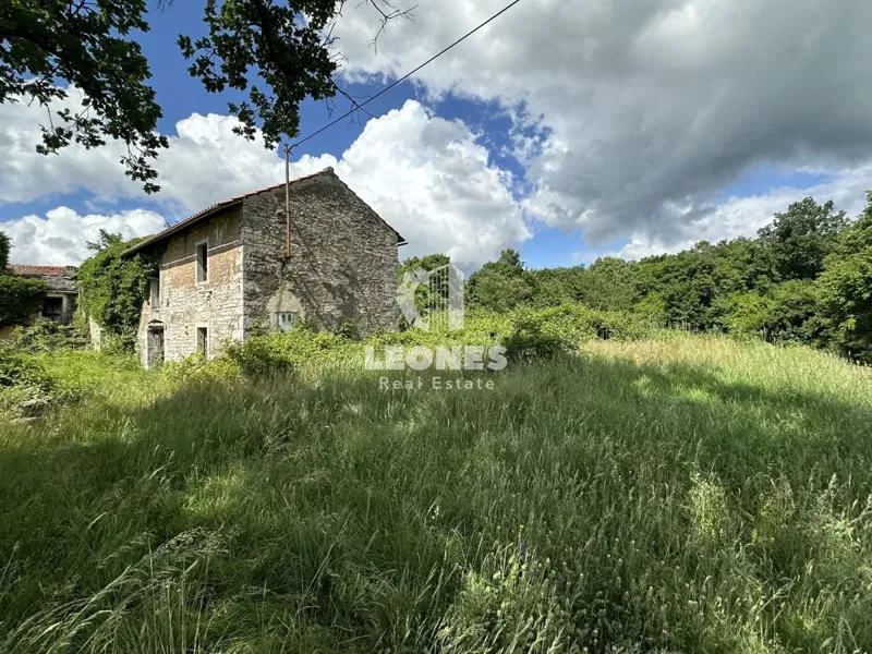 A beautiful stone house for renovation in a secluded area with a large yard and a view of the greenery in Oprtlje – 3