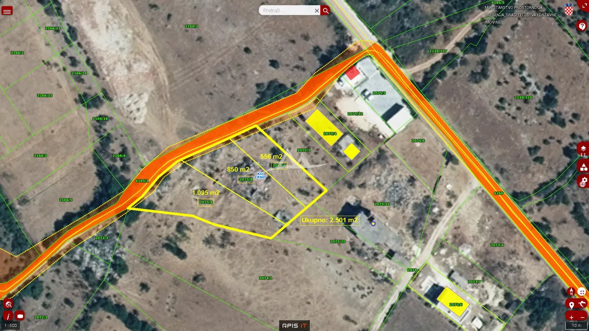 ZADAR - CRNO - GRAĐEVINSKO ZEMLJIŠTE 2.501 M2 - 179 €/M2