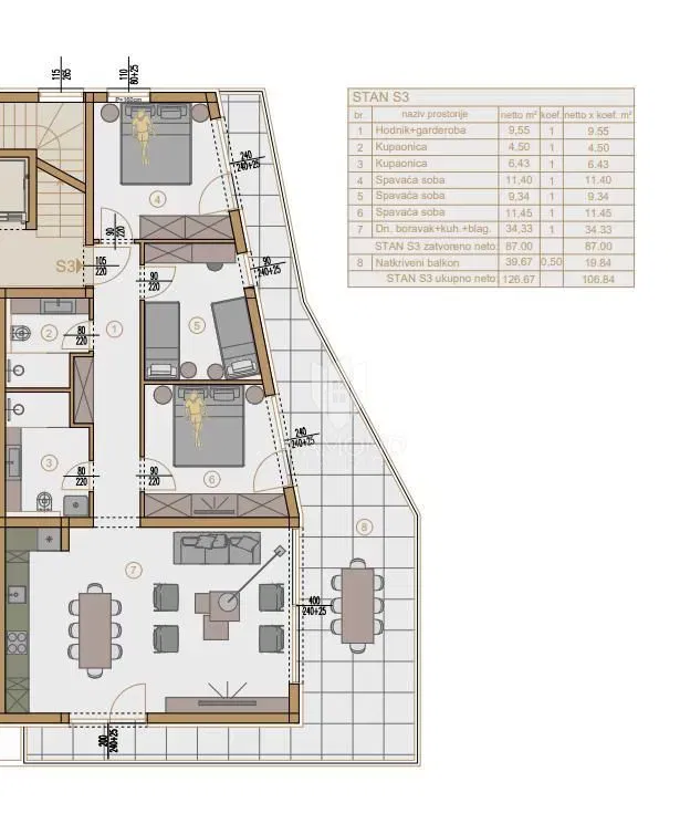 Appartamento con terrazza di 39 m2 a Pješčana Uvala, nuova costruzione! – 2