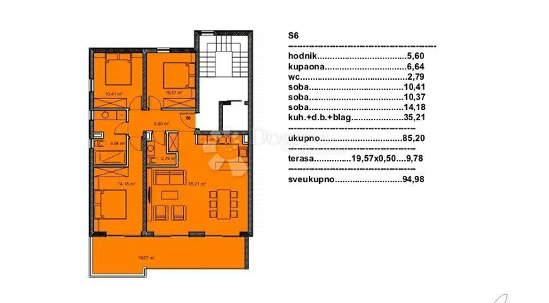 Flat Veliko Brdo, Makarska, 64,29m2 – 3