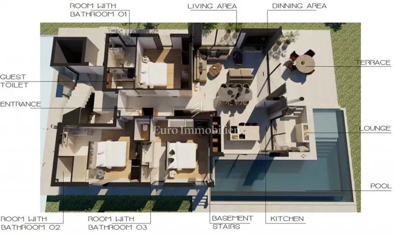 First row to the sea, ground floor apartment with pool – 2