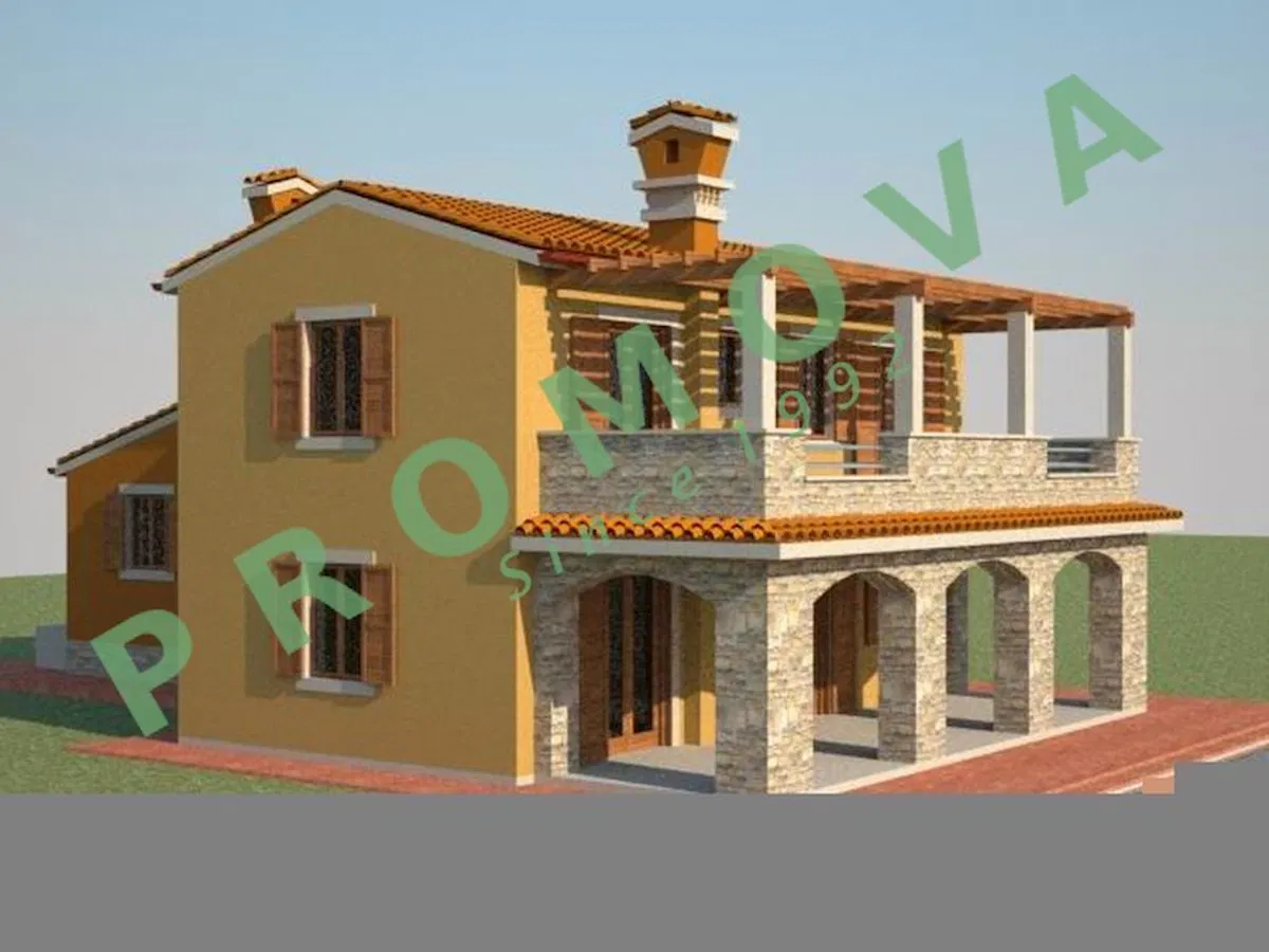 Buje – Kaštel – granica – (pozicija za vilu), 1500 m2, građevinska dozvola,južna strana