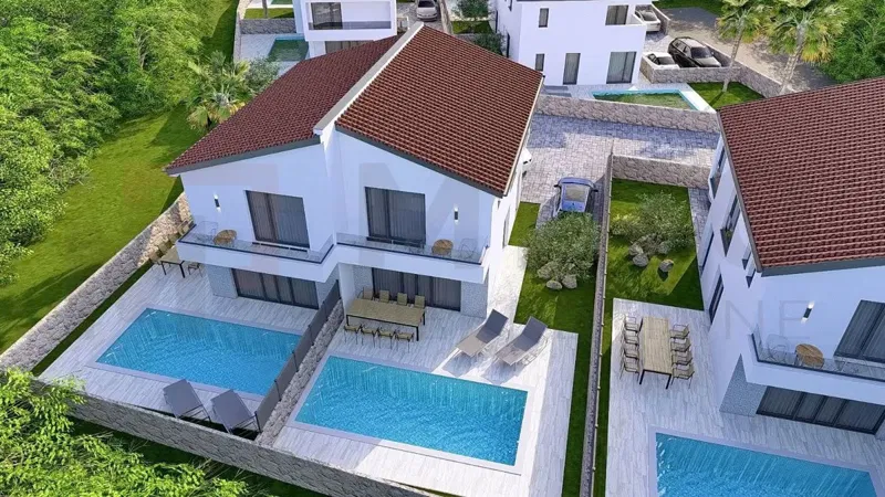 Malinska, new semi-detached house with pool and sea view! – 2
