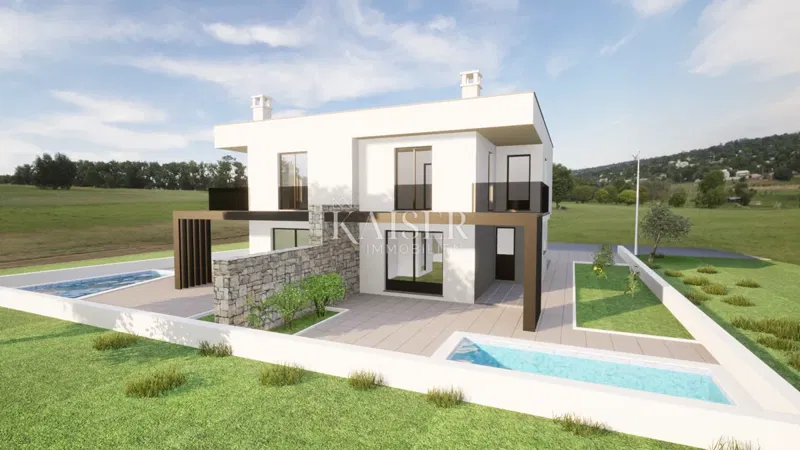 Istria, zona Umago - casa bifamiliare: appartamento su due piani con piscina; 120m2 – 2