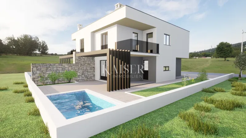Istria, zona Umago - casa bifamiliare: appartamento su due piani con piscina; 120m2 – 3