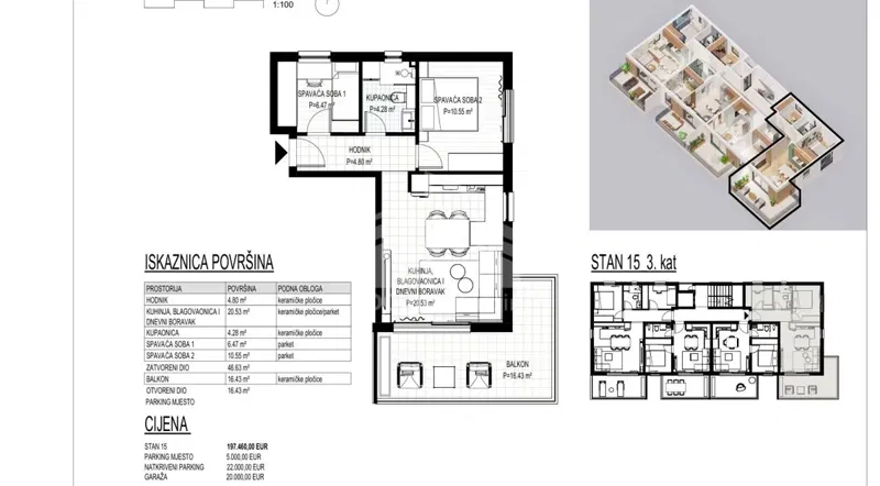 SEGET DONJI** Two-room apartment on the third floor, 63 m2, 200m from the sea, S15 – 3