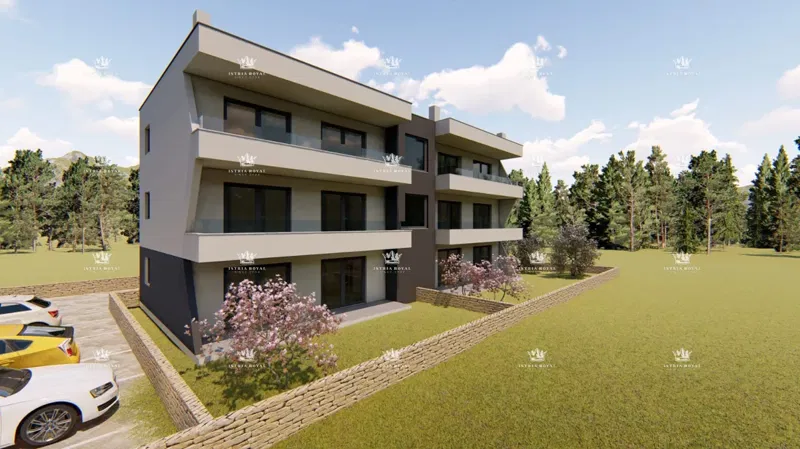 Istria, Finida, new construction, apartment 75m2, 2nd floor, sea view, 2 parking spaces + living room. – 2