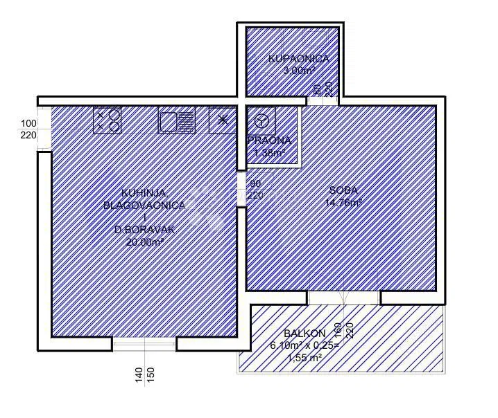 Flat Pakoštane, 46,28m2 – 2