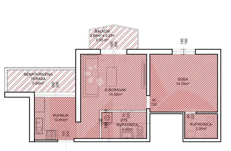 Lakás Pakoštane, 46,28m2 – 2