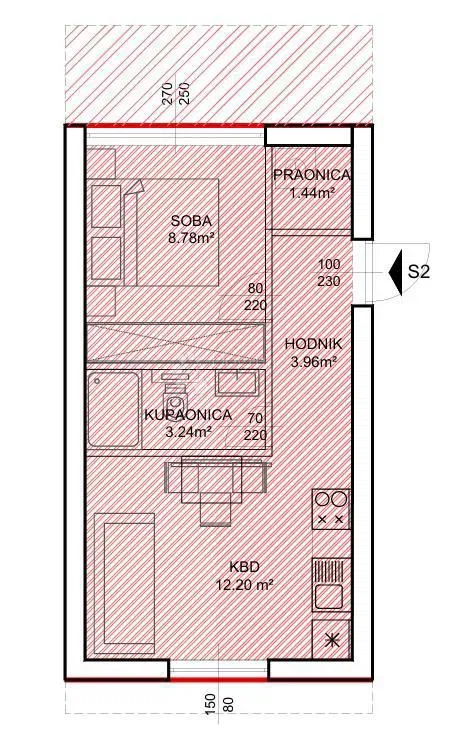 Lakás Pakoštane, 46,28m2 – 2