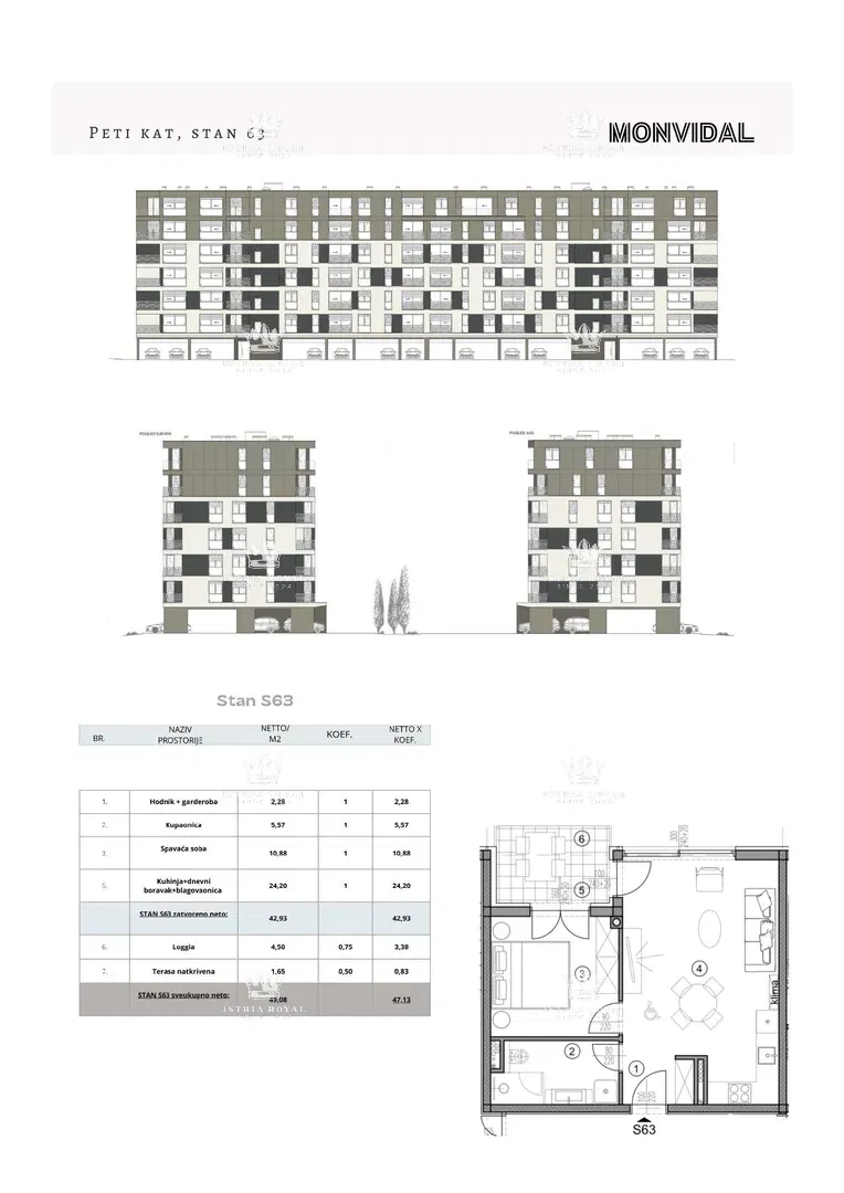 Istria, Pula, Monvidal, sale of a modern apartment on the 5th floor with a parking space and storage room, new construction – "KEY IN HAND". – 2
