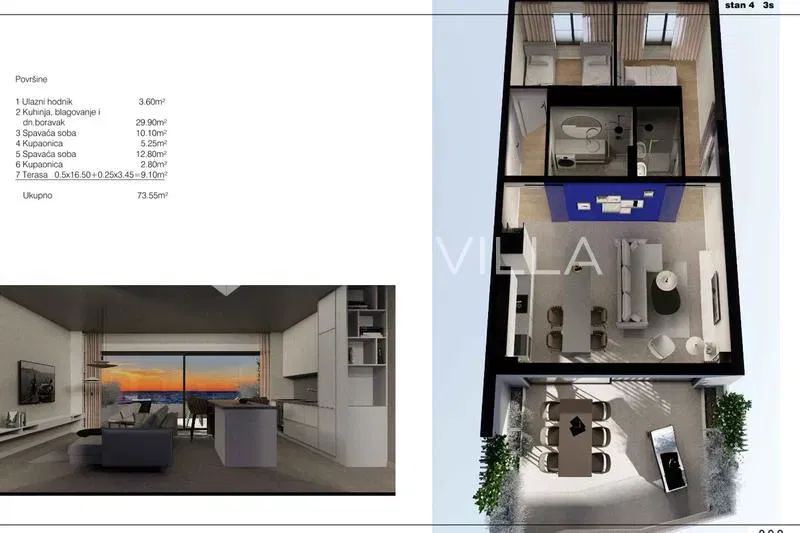 Island of Pag, Perilo beach, two-bedroom apartment in a luxurious new building FIRST ROW TO THE SE – 3