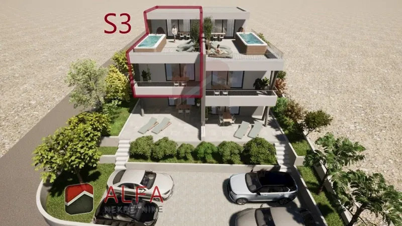 Croatia, Vodice, new construction, duplex apartment for sale with large terrace and sea view – 2