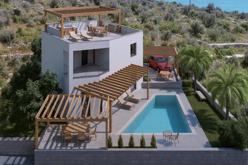 Una villa moderna in costruzione con vista mare – 2
