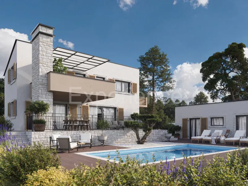 ISTRIA, Vižinada: Elegant modern villa in the ROH-BAU phase of construction! – 2