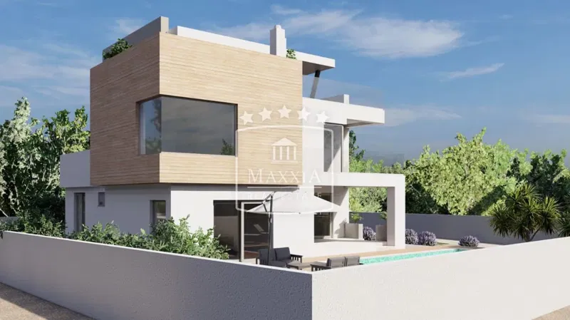 Ljubač – Luxury villa with pool on a 652 m2 plot + additional neighboring land of 741 m2, open sea view! €550,000 – 2