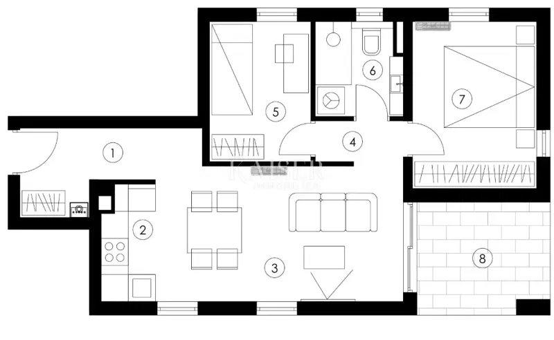 Zadar, Ričine, kétszobás lakás, 68,12 m2, új építésű – 3
