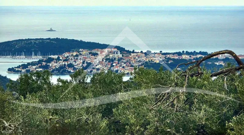 Poljoprivredno zemljište s pogledom na more, te dva ucrtana objekta!!