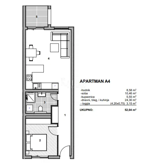 Trogir, Čiovo - luxury apartment by the sea 52.04 m2 – 2