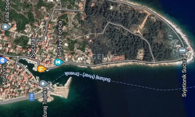 Kroatien, Hvar, Sucuraj - Baugrundstück, zweite Reihe zum Meer, 1760 m2
