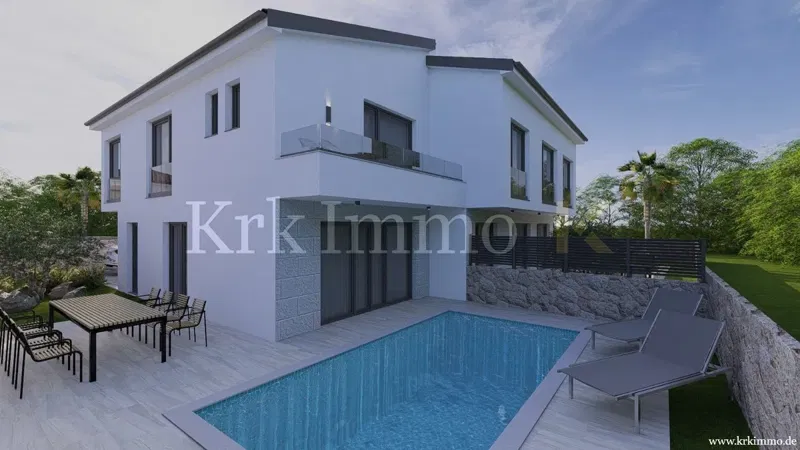 New construction Malinska: Semi-detached house with pool – 2