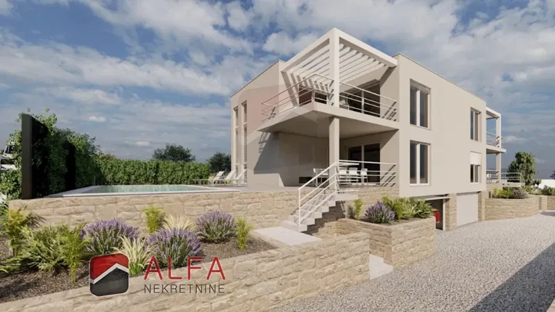 Croatia, Vodice – New Semi-Detached House for Sale with Garage, Swimming Pool and Sea View – 2