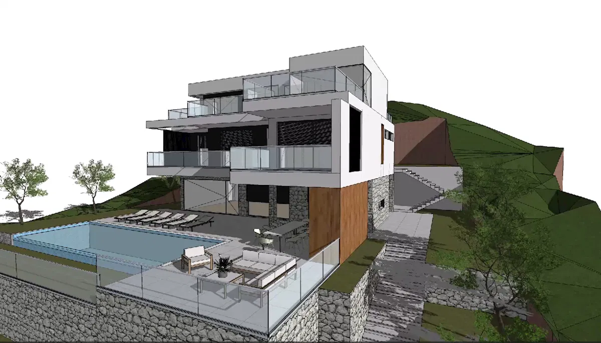 ATRAKTIVNO ZEMLJIŠTE  S GRAĐEVINSKOM DOZVOLOM OTVOREN POGLED NA MORE
