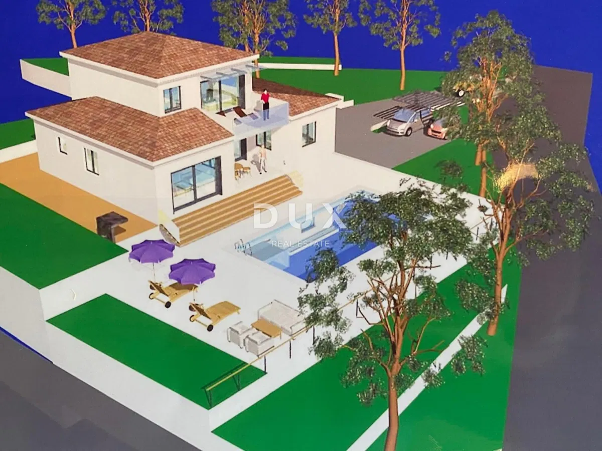OPATIJA, LOVRAN - 2078 m2-es építési telek tengerre néző kilátással és ÉPÍTÉSI ENGEDÉLY egy családi házra úszómedencével! LEHETŐSÉG!