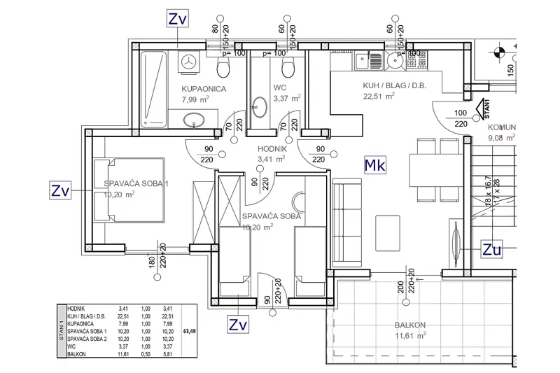 Two bedroom apartment with garden and parking space – 3