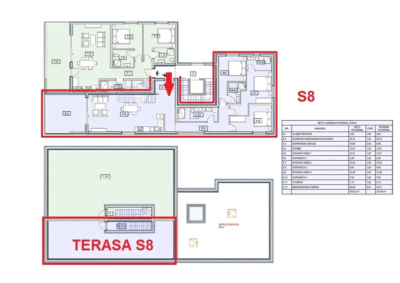 Apartment, second floor, roof terrace, sea view – 2