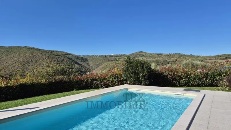 House with pool and view of green hills – Motovun – 2
