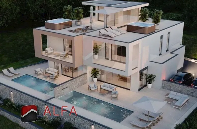Croazia, Vodice – nuova casa bifamiliare in vendita, con piscina e vista mare – 3