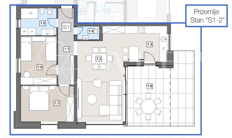 URBANA WILLA – DWUPOKOJOWE MIESZKANIE NA PARTERZE, CENTRUM LABIN – 3
