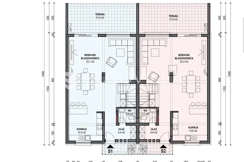Slavonski Brod, Kolonija - four-room, two-storey apartment, with a private garden, 163,32 m² – 3