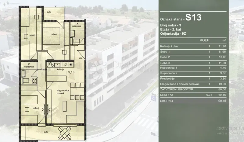 Flat Travarica, Trogir, 90,15m2 – 2
