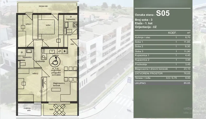 Flat Travarica, Trogir, 85,65m2 – 2