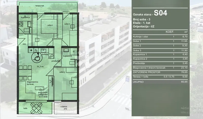 Flat Travarica, Trogir, 85,65m2 – 2