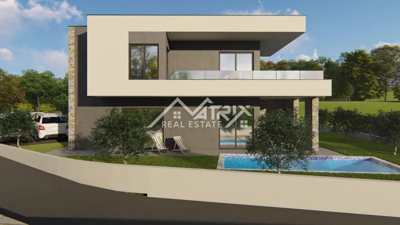 Okolica Marčane, vila s pogledom na morje v fazi roh-bau gradnje – 3