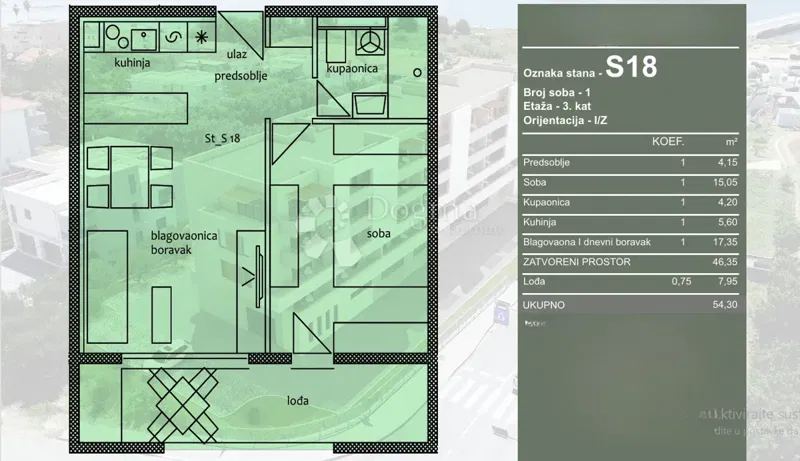 Allogio Travarica, Trogir, 54,30m2 – 2